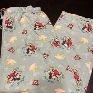 Disney Womens Pajama Pants 2X Mickey Mickey Mouse Blue Cotton  Drawstring
